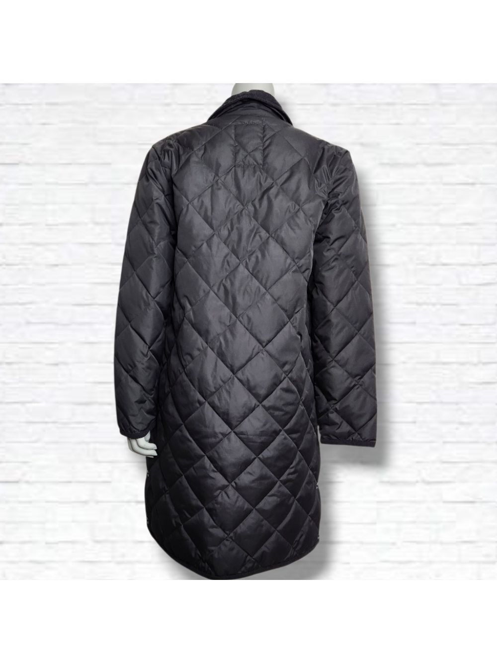 TAION City Chore Coat Black Quilted Piping Collar Long Down Coat Size S BNWT - Picture 6 of 16